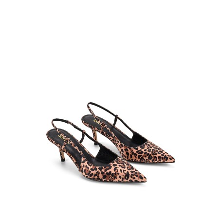 Limited Time Offer Yohana Heeled Slingback - Leopard Satin Just In