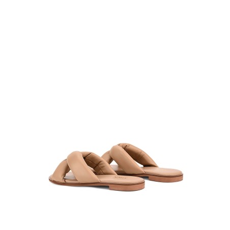 Limited Time Offer Madeline Flat Slides - Almond Tan Leather Available Now