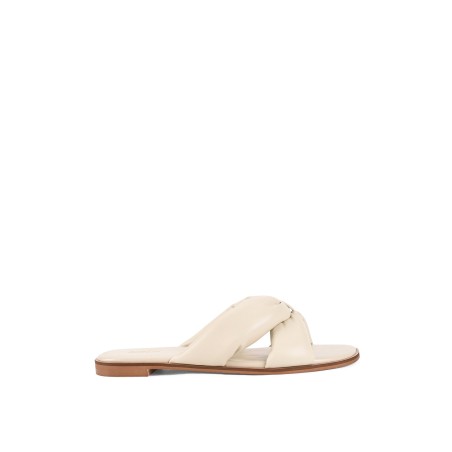 Limited Time Offer Madeline Flat Slides - Beige Leather Hot New Item