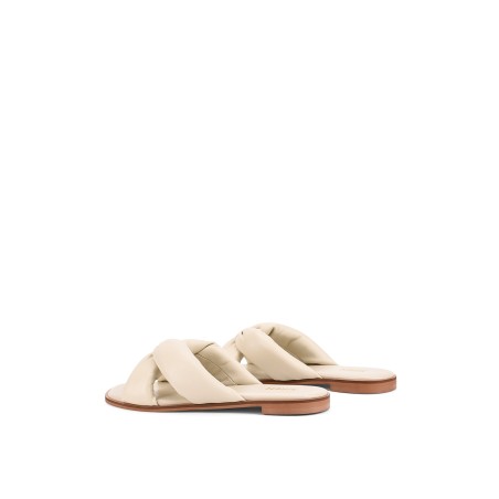 Limited Time Offer Madeline Flat Slides - Beige Leather Hot New Item