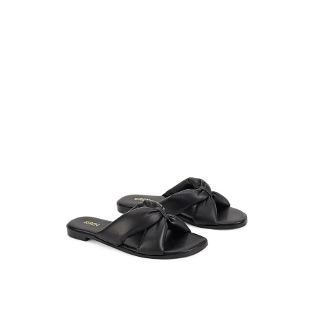 Limited Time Offer Madeline Flat Slides - Black Leather New Collection