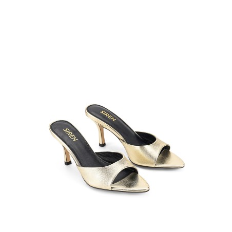 Limited Time Offer Margot Point Toe Mules - Gold Metallic Leather New Stock