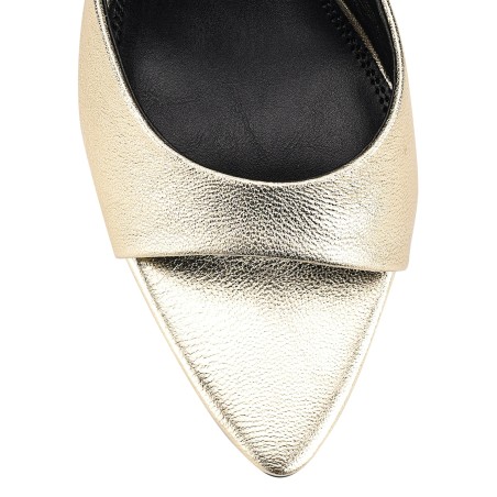 Limited Time Offer Margot Point Toe Mules - Gold Metallic Leather New Stock