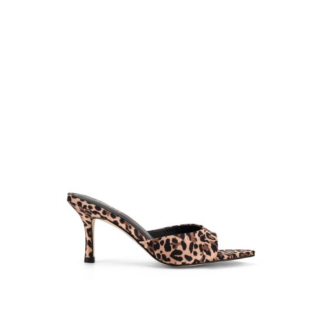 Limited Time Offer Margot Point Toe Mules - Leopard Satin Just In