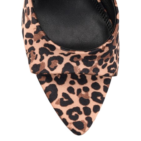 Limited Time Offer Margot Point Toe Mules - Leopard Satin Just In