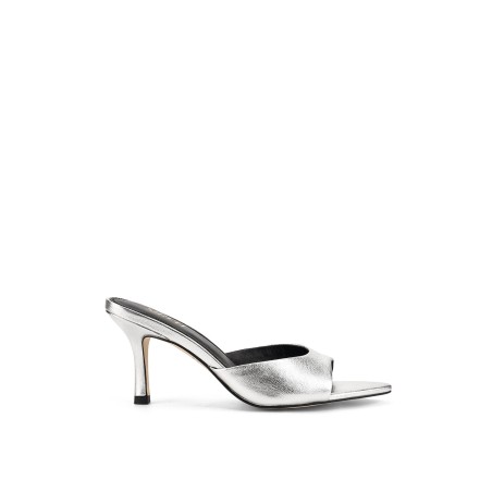 Limited Time Offer Margot Point Toe Mules - Silver Metallic Leather In Stock