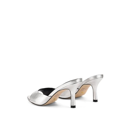 Limited Time Offer Margot Point Toe Mules - Silver Metallic Leather In Stock