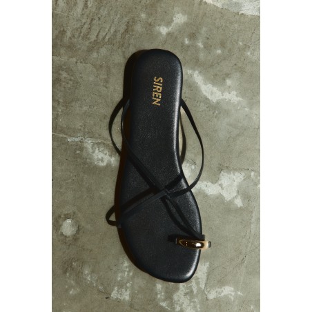 Limited Time Offer Mikki Flat Strappy Sandals - Black Leather Available for Immediate Shipping