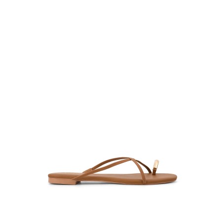 Limited Time Offer Mikki Flat Strappy Sandals - Tan Leather New Release