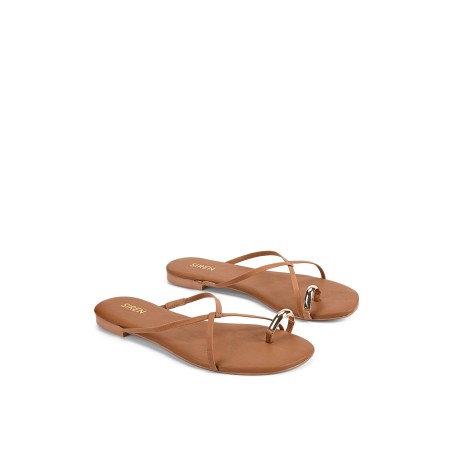 Limited Time Offer Mikki Flat Strappy Sandals - Tan Leather New Release