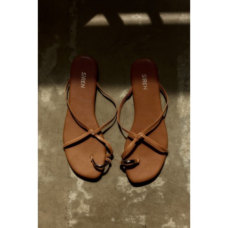 Limited Time Offer Mikki Flat Strappy Sandals - Tan Leather New Release