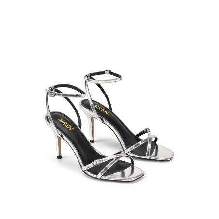 Limited Time Offer Niah Strappy Sandals - Silver Mirror Metallic Leather On Hand Now