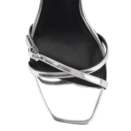 Limited Time Offer Niah Strappy Sandals - Silver Mirror Metallic Leather On Hand Now