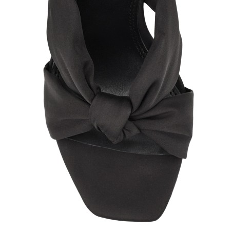 Limited Time Offer Nicola Satin Knot Mules - Black Satin Fresh Release