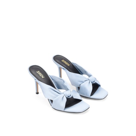 Limited Time Offer Nicola Satin Knot Mules - Blue Satin Limited Stock