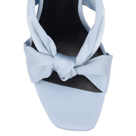 Limited Time Offer Nicola Satin Knot Mules - Blue Satin Limited Stock