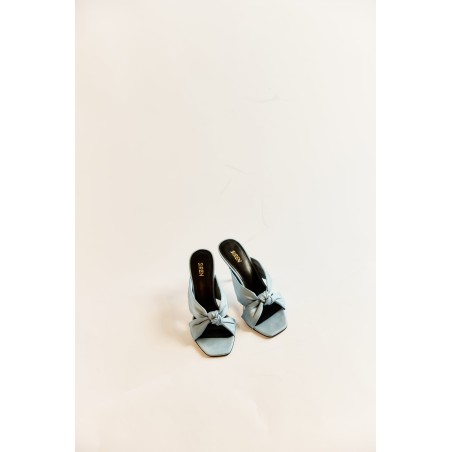 Limited Time Offer Nicola Satin Knot Mules - Blue Satin Limited Stock