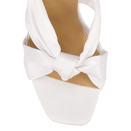 Limited Time Offer Nicola Satin Knot Mules - Ivory White Satin Immediate Availability