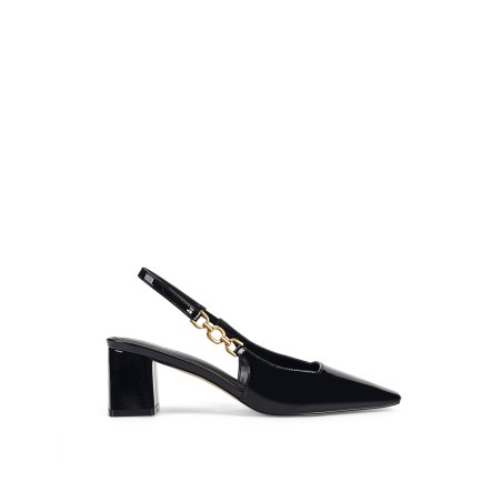 Limited Time Offer Renee Slingback Block Heels - Black Patent Leather