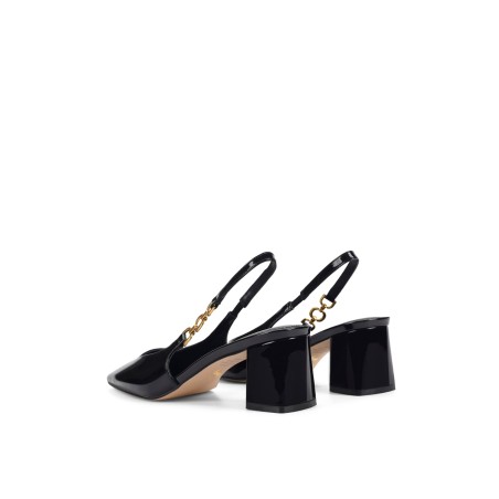 Limited Time Offer Renee Slingback Block Heels - Black Patent Leather