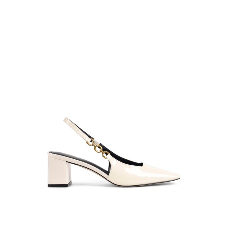 Limited Time Offer Renee Slingback Block Heels - Chalk White Patent Leather Hot New Item