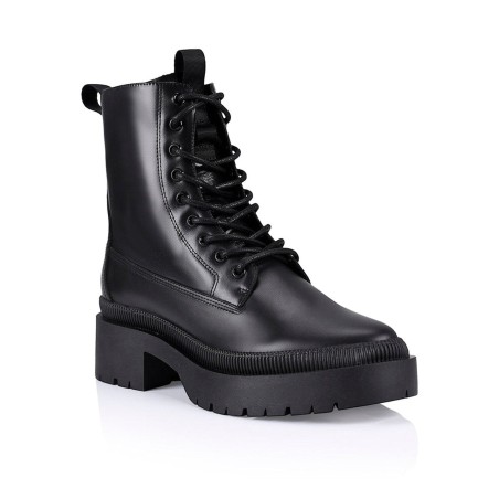 Limited Time Offer Orlando Combat Chunky Boot - Black Leather New Collection