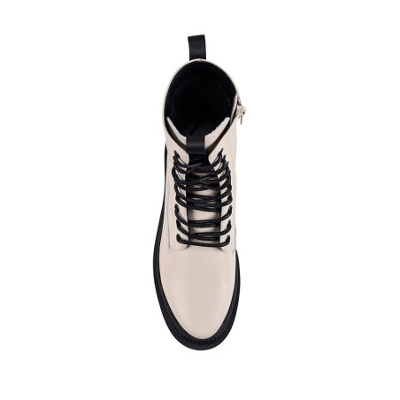 Limited Time Offer Orlando Combat Chunky Boot - Cream Leather New Stock