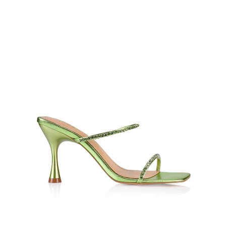 Limited Time Offer Izzy Diamante Stiletto Heels - Lime Green Metallic Leather Just In