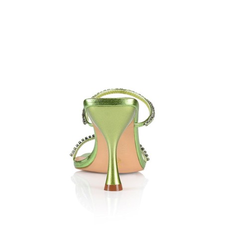 Limited Time Offer Izzy Diamante Stiletto Heels - Lime Green Metallic Leather Just In