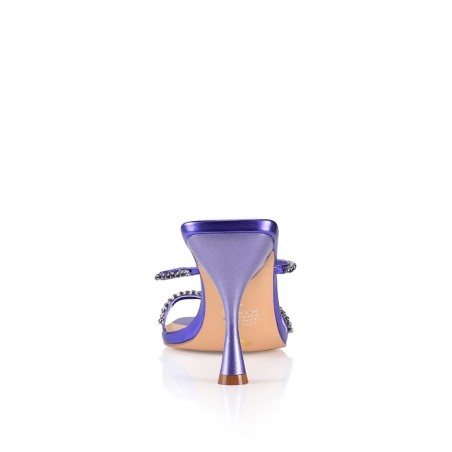 Limited Time Offer Izzy Diamante Stiletto Heels - Purple Metallic Leather In Stock