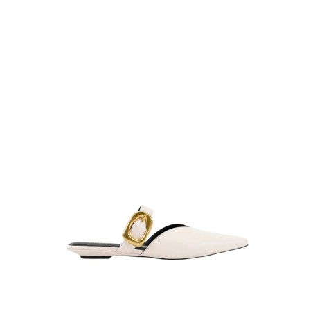 Limited Time Offer Allegra Close Toe Buckle Slide - Chalk White Leather