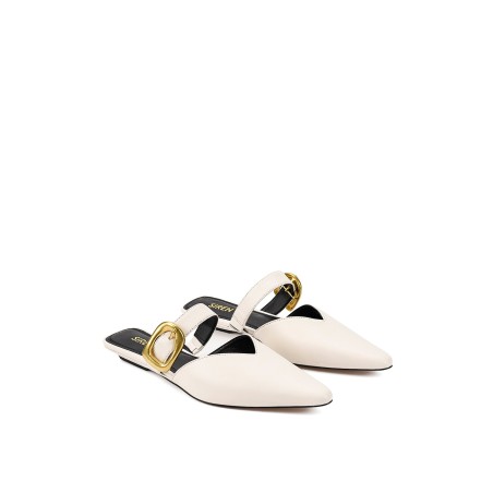 Limited Time Offer Allegra Close Toe Buckle Slide - Chalk White Leather