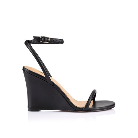 Limited Time Offer Bebe Wedge Sandals - Black Leather Just In