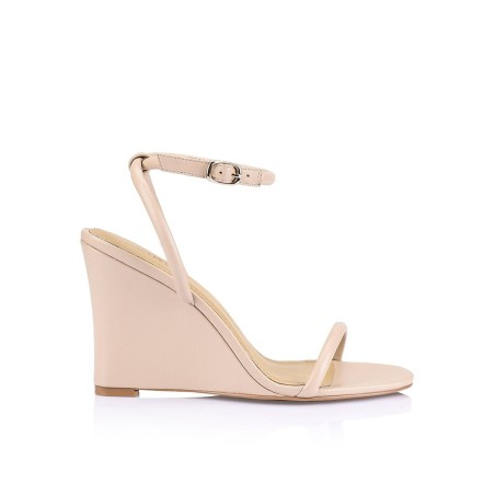 Limited Time Offer Bebe Wedge Sandals - Nude Leather Available for Immediate Shipping