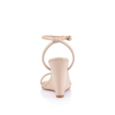 Limited Time Offer Bebe Wedge Sandals - Nude Leather Available for Immediate Shipping