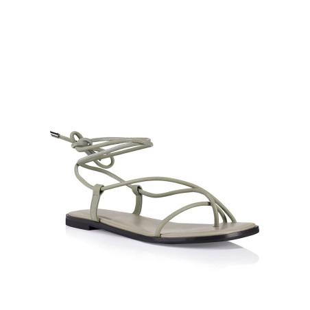 Limited Time Offer Sava Tie Up Sandals - Olive Leather Immediate Availability