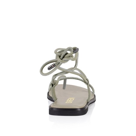 Limited Time Offer Sava Tie Up Sandals - Olive Leather Immediate Availability