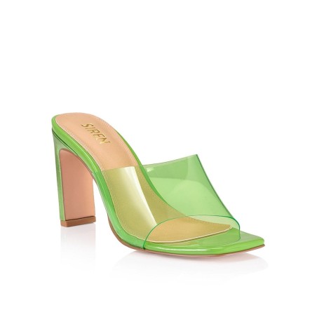 Limited Time Offer Kallie Block Heel Mules - Lime Green Vinylite In Stock