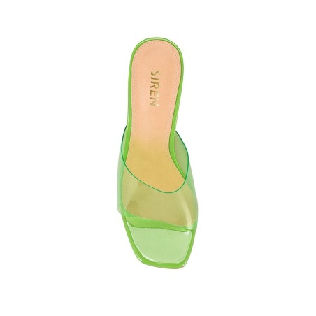 Limited Time Offer Kallie Block Heel Mules - Lime Green Vinylite In Stock