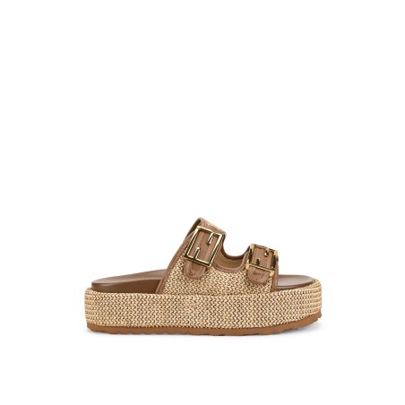 Limited Time Offer Aphrodite Woven Flatforms - Natural Weave/Tan Fresh Release