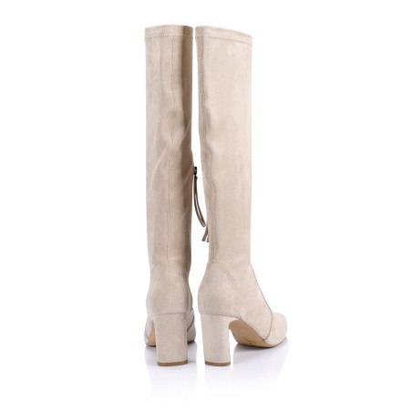 Limited Time Offer Bradley Knee High Boots - Stone Stretch Microsuede Hot New Item