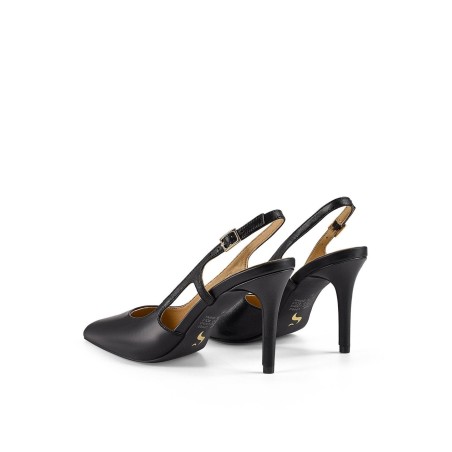 Limited Time Offer Cinch Slingback Heel - Black Leather New Collection