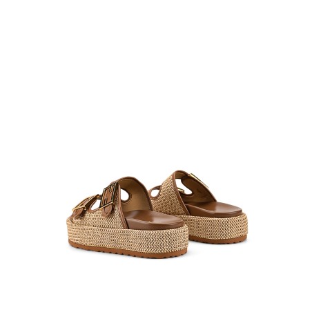 Limited Time Offer Aphrodite Woven Flatforms - Natural Weave/Tan Fresh Release