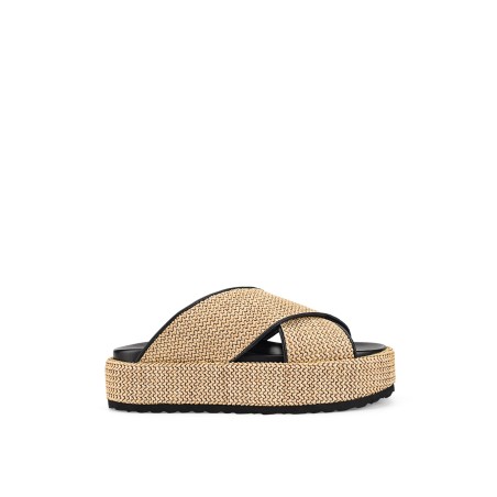 Limited Time Offer April Flatform Sandals - Natural Weave & Black Limited Stock