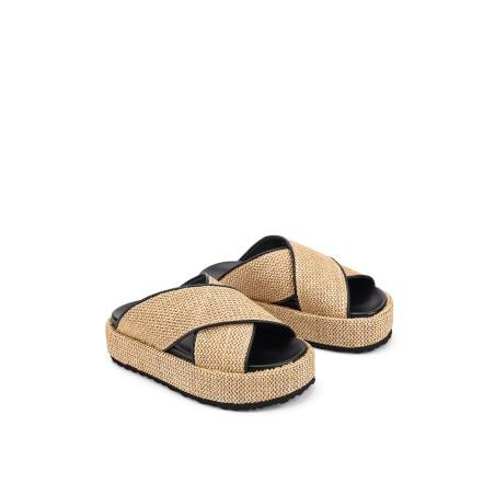 Limited Time Offer April Flatform Sandals - Natural Weave & Black Limited Stock