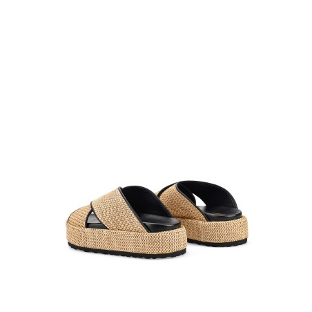 Limited Time Offer April Flatform Sandals - Natural Weave & Black Limited Stock