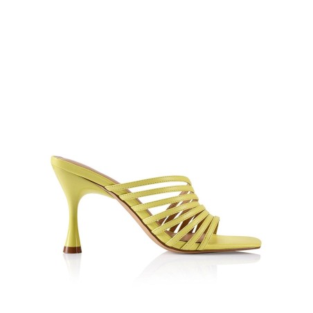 Limited Time Offer Izaac Stiletto Mules - Lime Leather In Stock