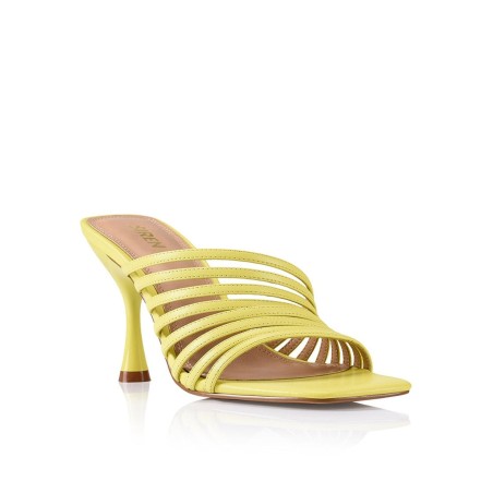 Limited Time Offer Izaac Stiletto Mules - Lime Leather In Stock