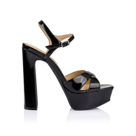 Limited Time Offer Jamie Platform Sandals - Black Patent Available for Immediate Shipping