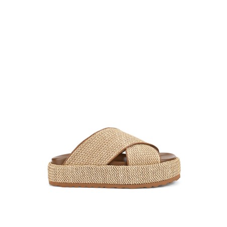 Limited Time Offer April Flatform Sandals - Natural Weave & Tan Immediate Availability